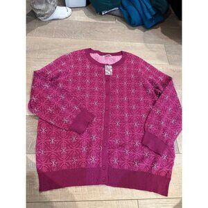 WOMAN WITHIN LARGE 18/20 PINK SNOWFLAKE CARDIGAN SWEATER NEW